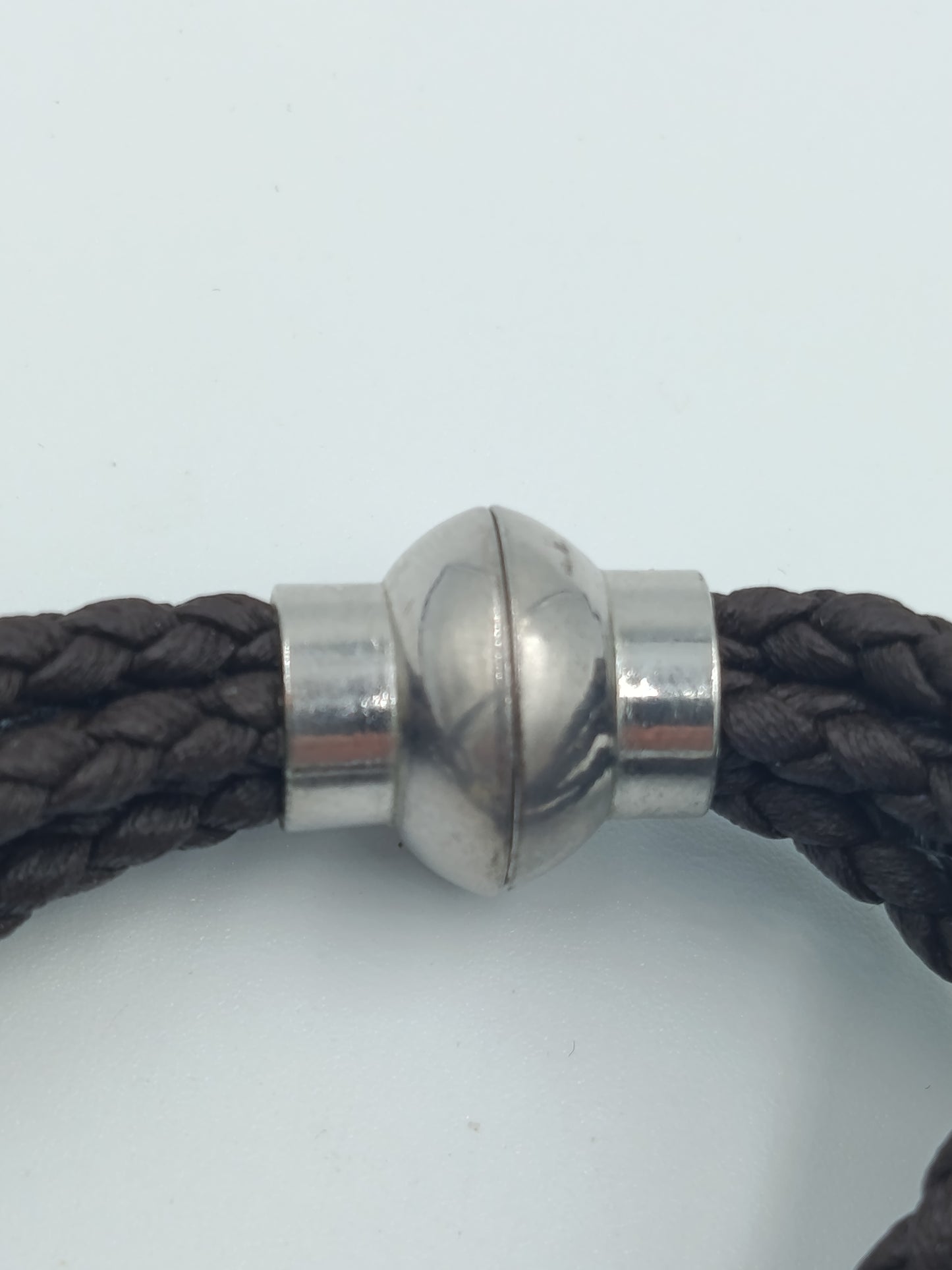 Vintage Lederarmband braun geflochten mit Strass Perlen und Magnetverschluss