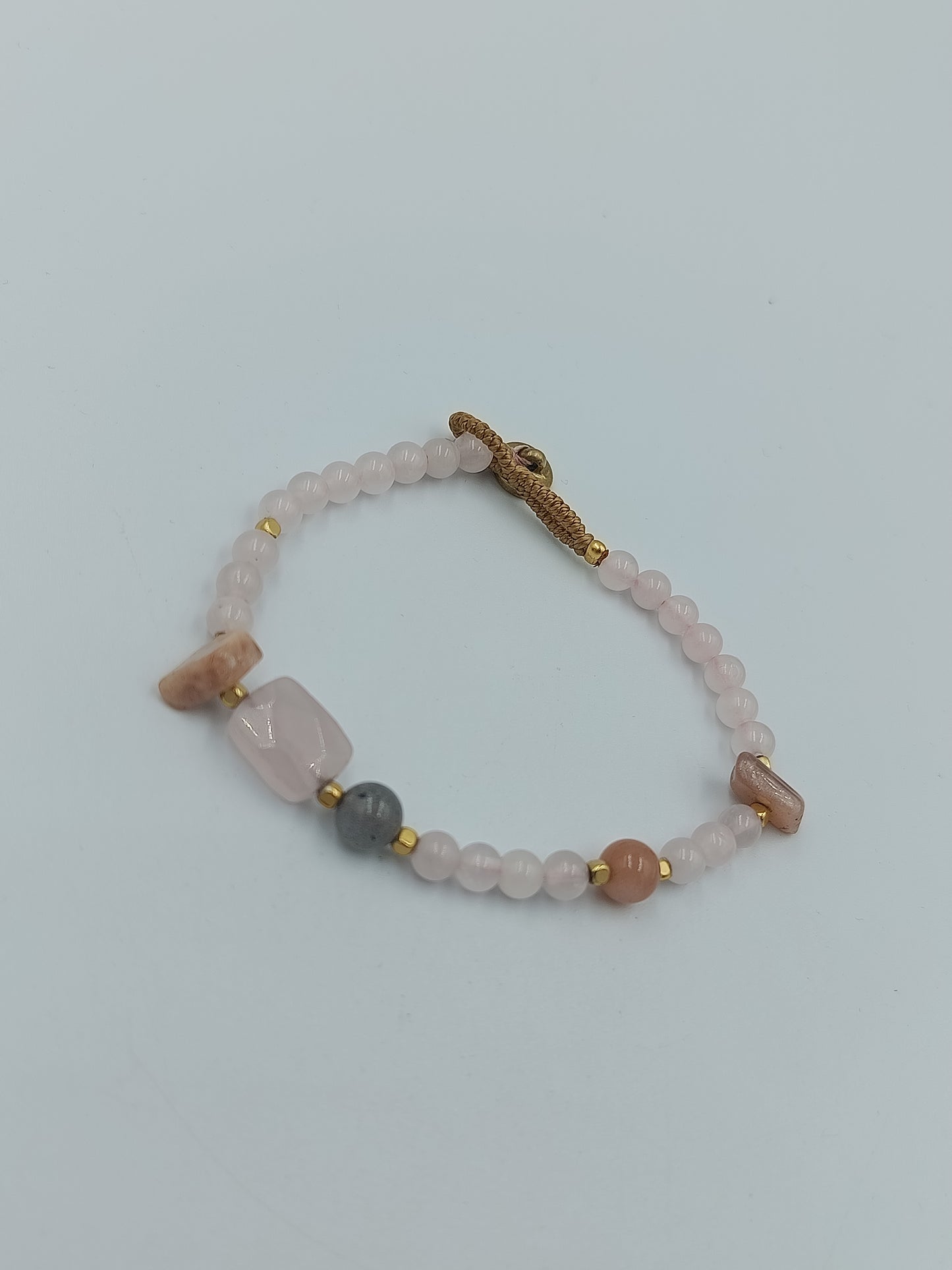 Armband Rosenquarz Naturstein Perlen rosa Boho verstellbar elegant