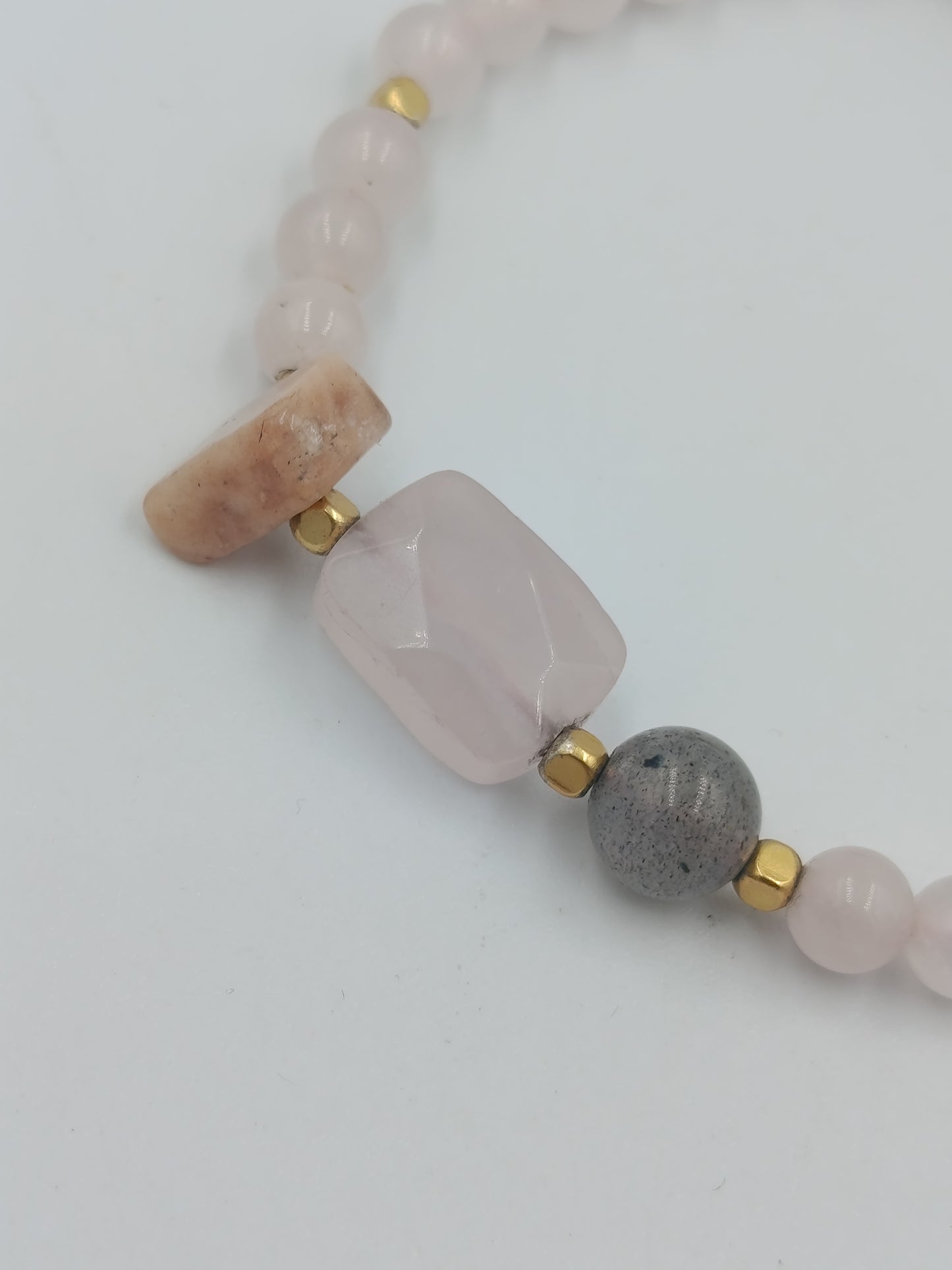 Armband Rosenquarz Naturstein Perlen rosa Boho verstellbar elegant