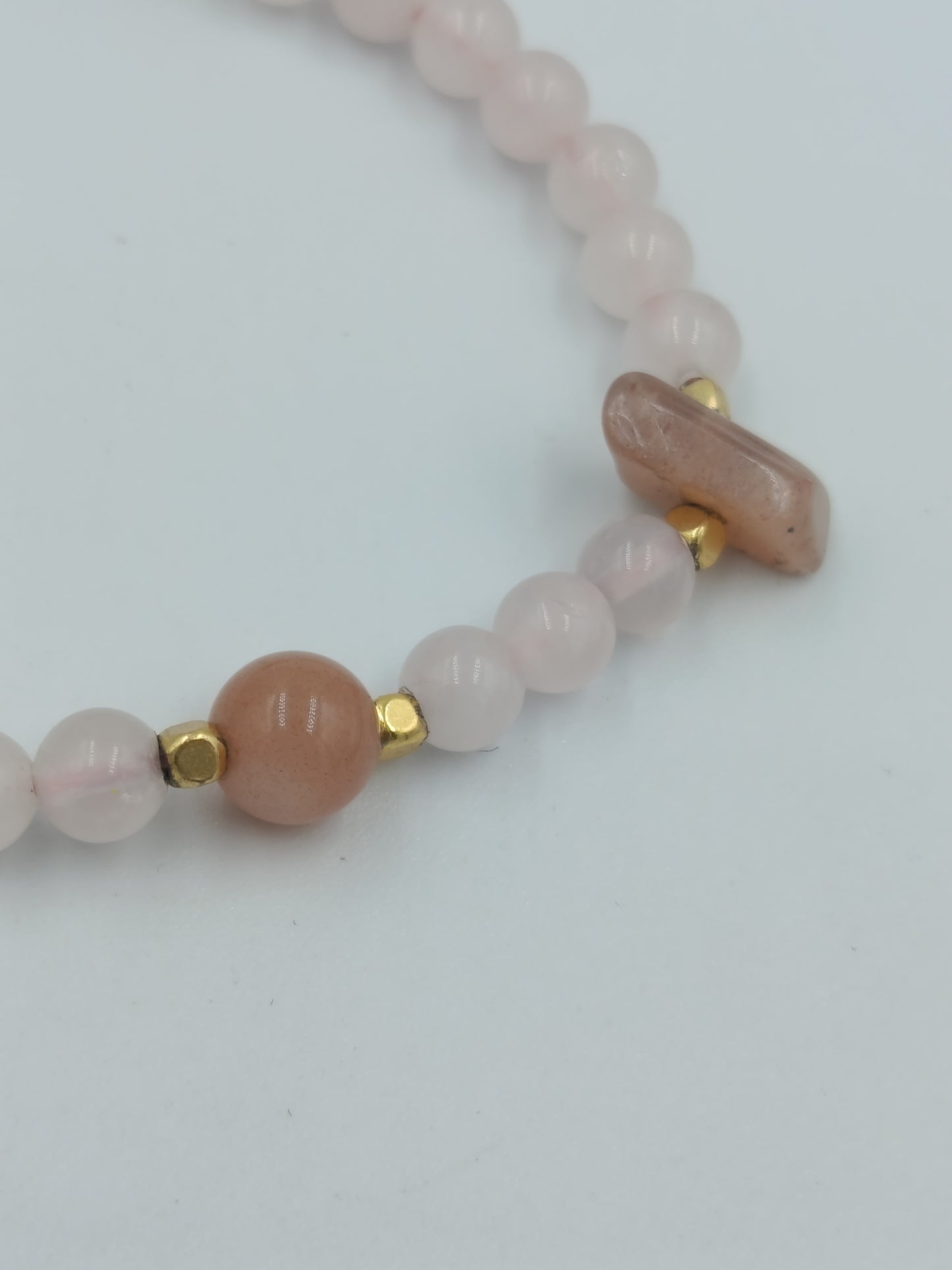 Armband Rosenquarz Naturstein Perlen rosa Boho verstellbar elegant