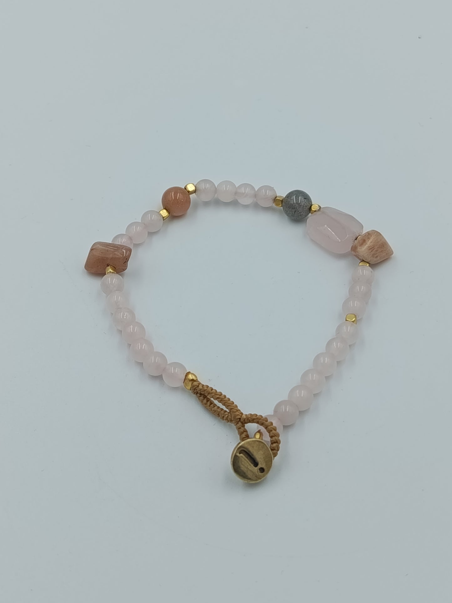 Armband Rosenquarz Naturstein Perlen rosa Boho verstellbar elegant