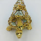 Schmuckdose Schildkröte goldfarben Emaille Strass Figur Box