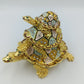 Schmuckdose Schildkröte goldfarben Emaille Strass Figur Box
