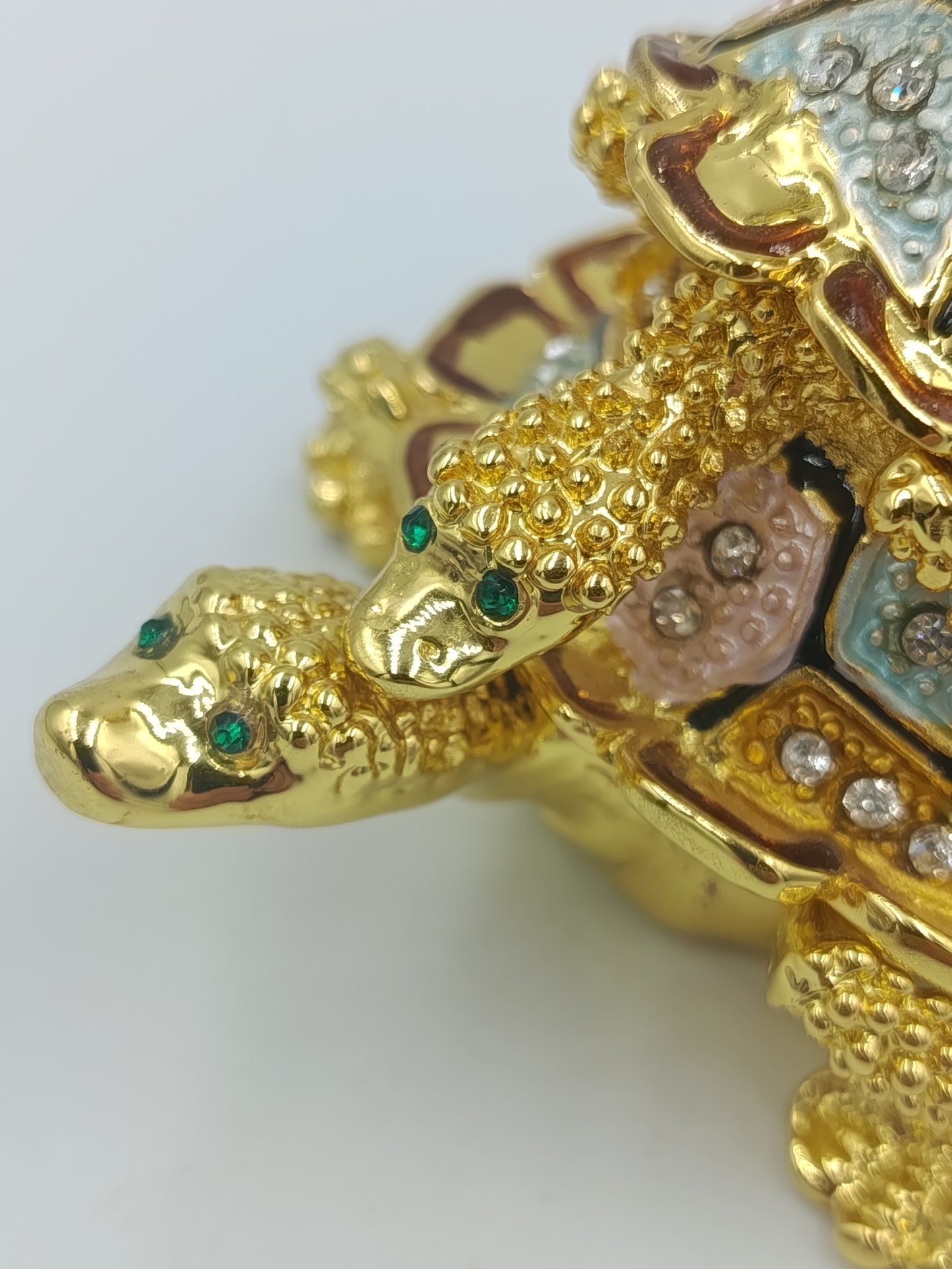 Schmuckdose Schildkröte goldfarben Emaille Strass Figur Box