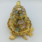 Schmuckdose Schildkröte goldfarben Emaille Strass Figur Box