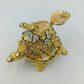 Schmuckdose Schildkröte goldfarben Emaille Strass Figur Box
