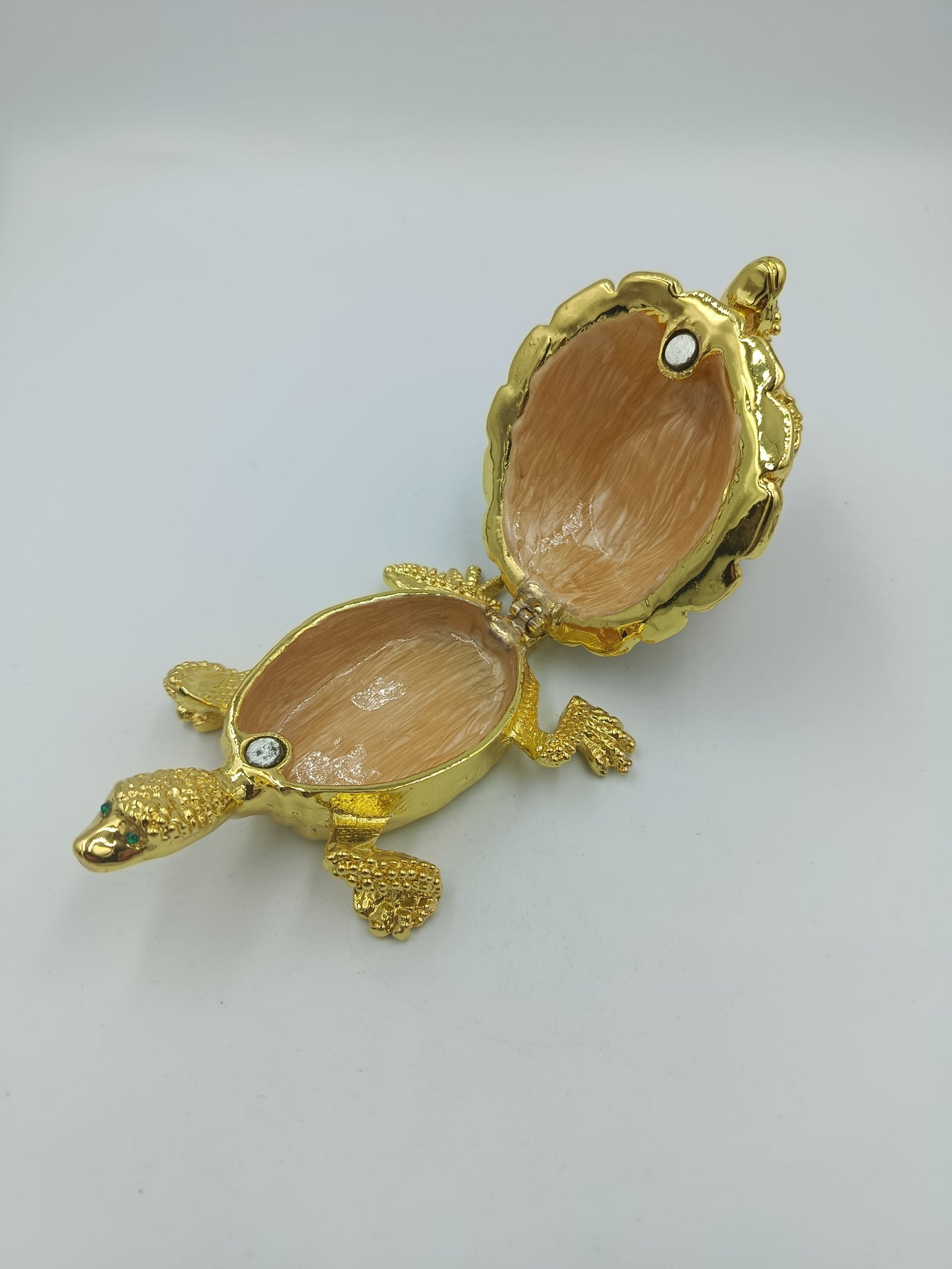 Schmuckdose Schildkröte goldfarben Emaille Strass Figur Box