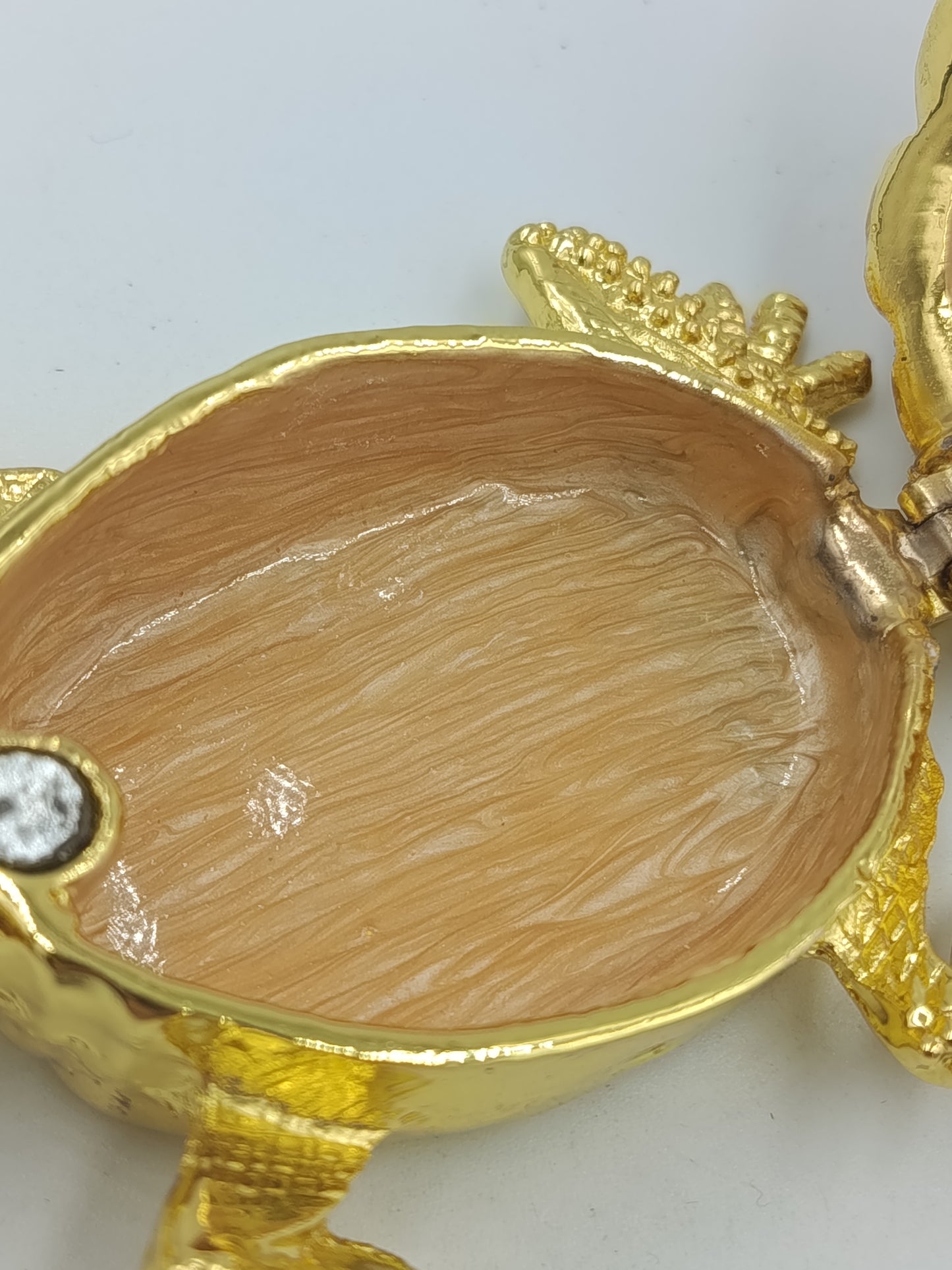 Schmuckdose Schildkröte goldfarben Emaille Strass Figur Box