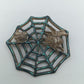 Vintage Brosche Spinnennetz mit Spinne Patina Metall Schmuck