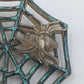 Vintage Brosche Spinnennetz mit Spinne Patina Metall Schmuck