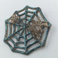 Vintage Brosche Spinnennetz mit Spinne Patina Metall Schmuck