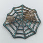 Vintage Brosche Spinnennetz mit Spinne Patina Metall Schmuck