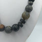 Massive Kette Steinperlen grau 925 Silber Verschluss modern