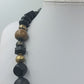 Massive Kette Steinperlen grau 925 Silber Verschluss modern