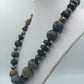 Massive Kette Steinperlen grau 925 Silber Verschluss modern