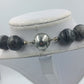 Massive Kette Steinperlen grau 925 Silber Verschluss modern