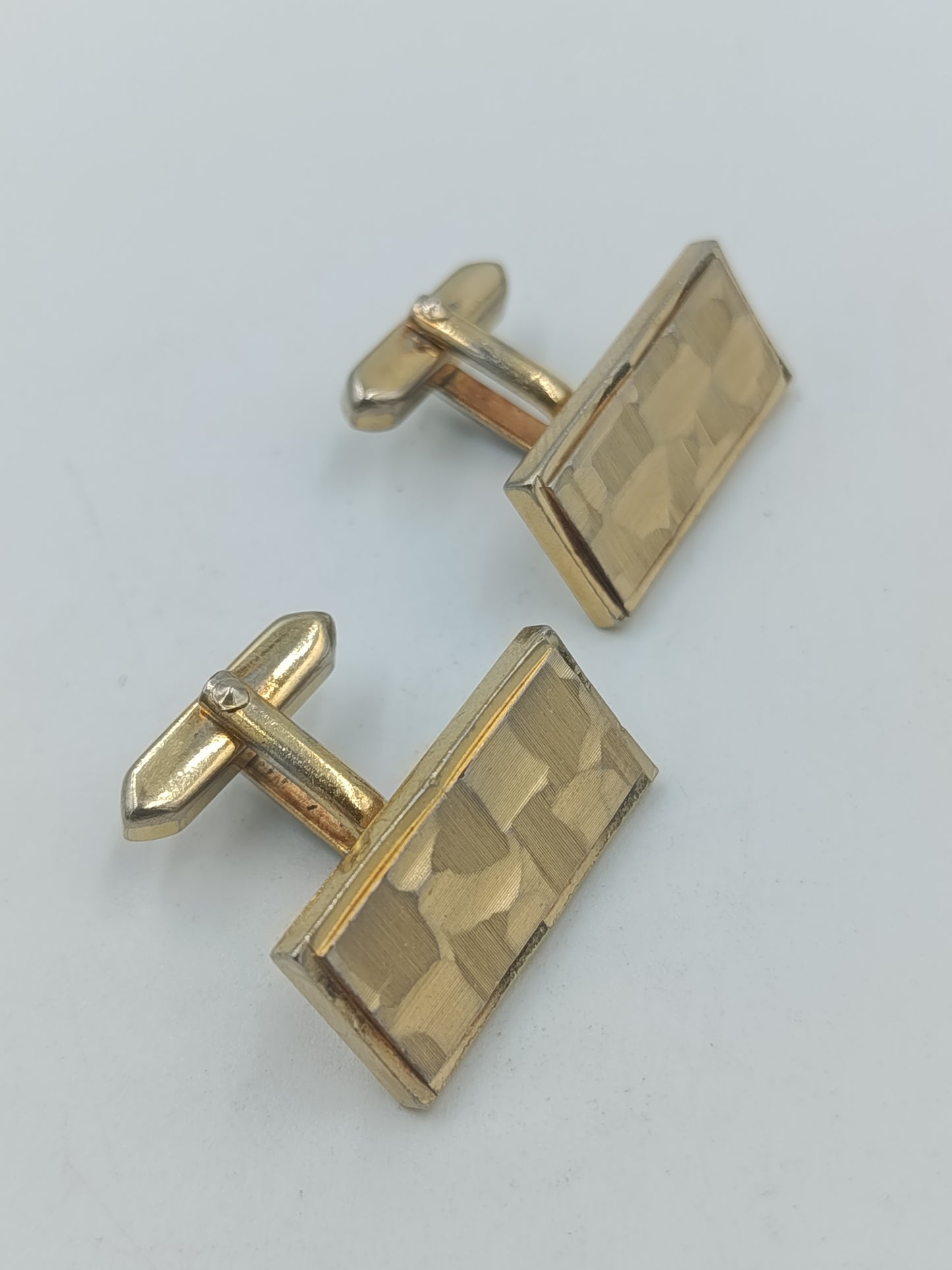 Vintage Manschettenknöpfe goldfarben rechteckig mit Muster