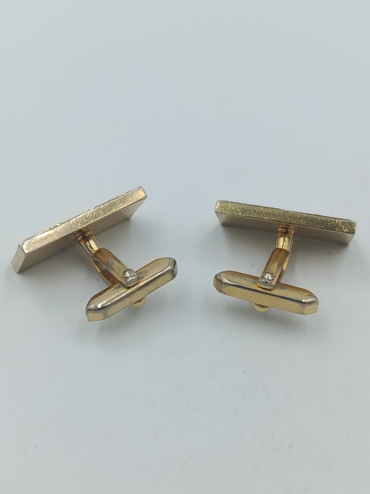 Vintage Manschettenknöpfe goldfarben rechteckig mit Muster
