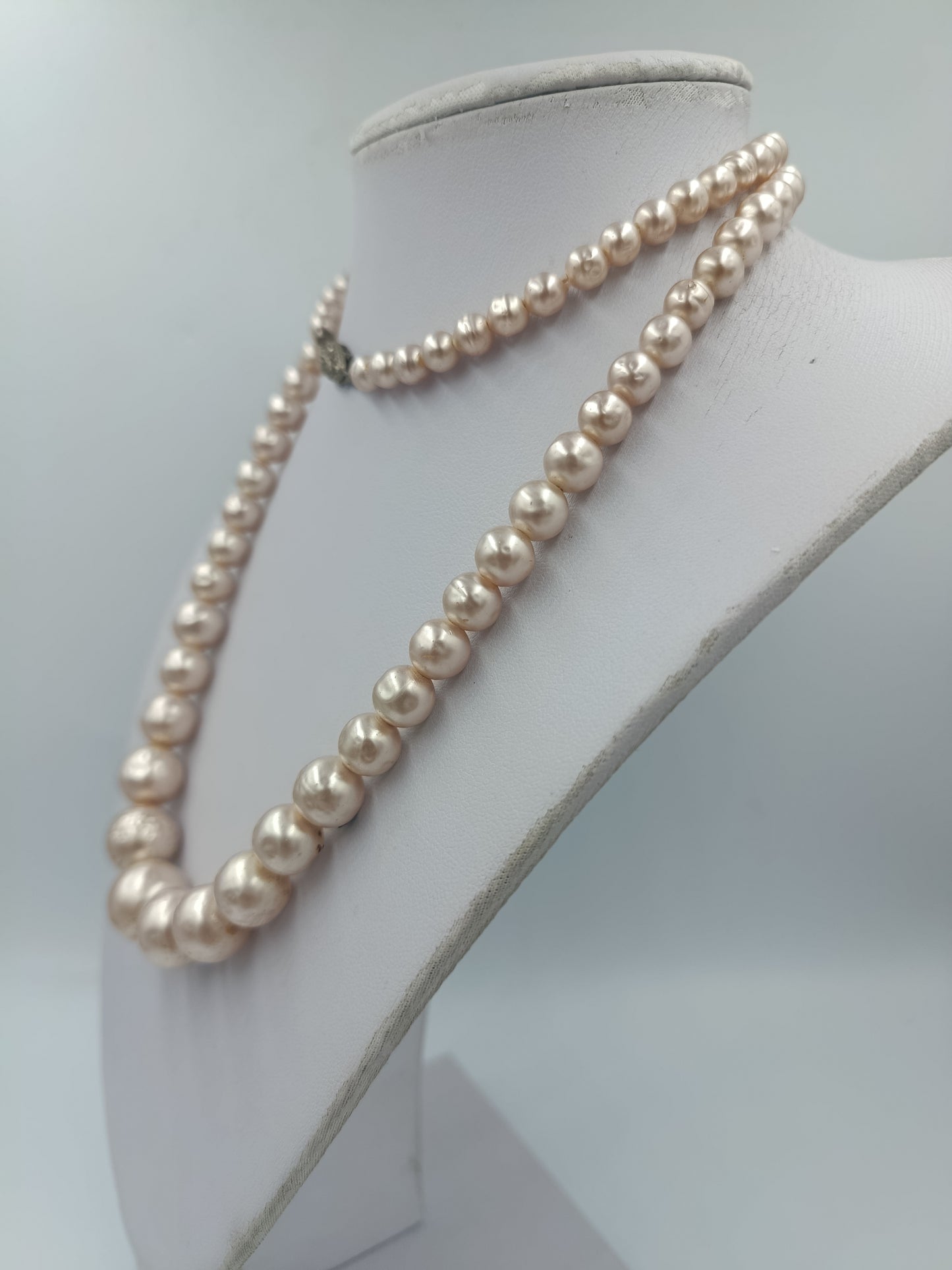Edle Perlenkette mit 835 Silberverschluss 74 cm Vintage Collier