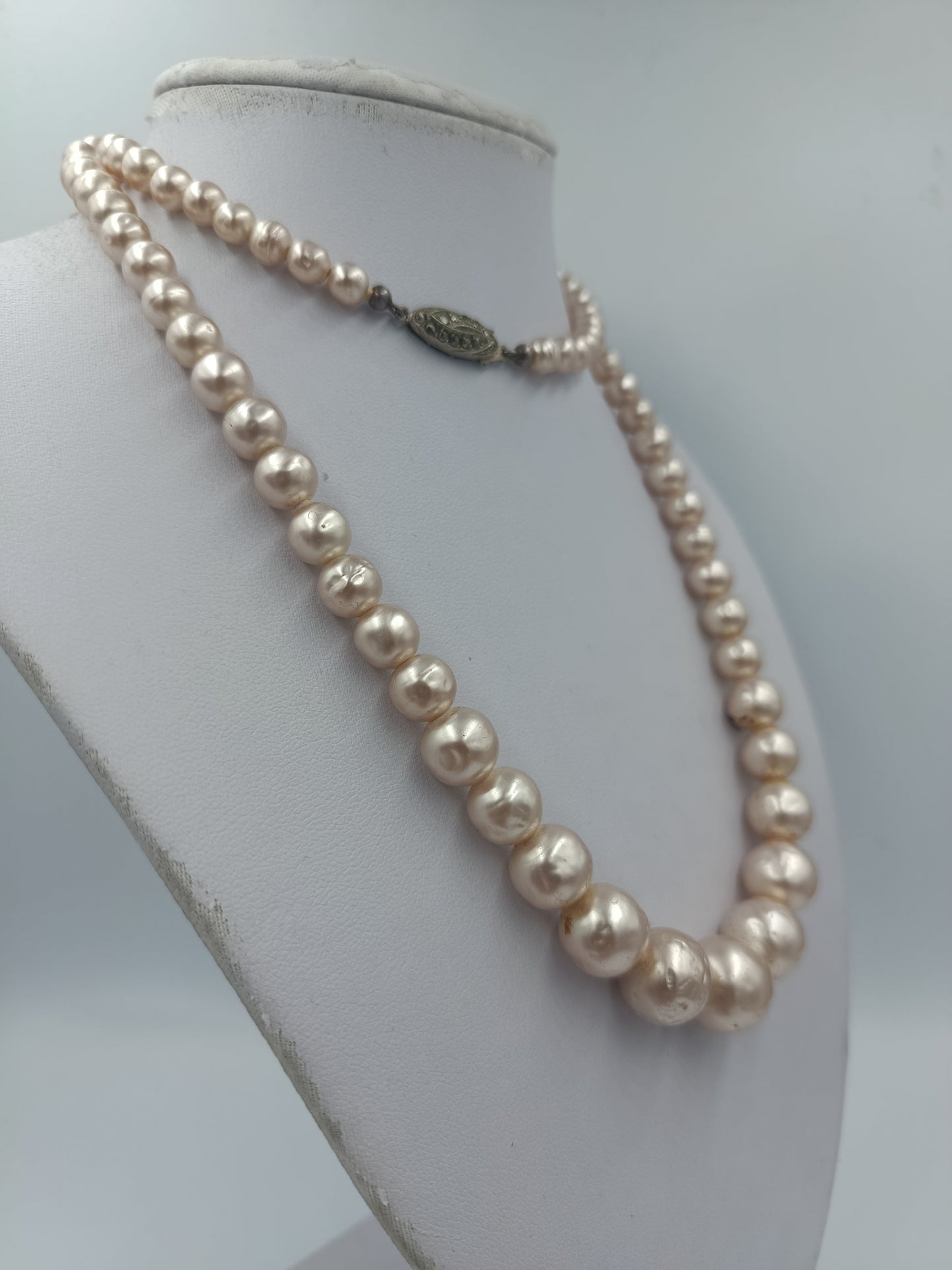 Edle Perlenkette mit 835 Silberverschluss 74 cm Vintage Collier