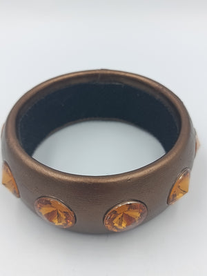 Vintage Armreif mit Strasssteinen – Bronzefarben, Statement Schmuck