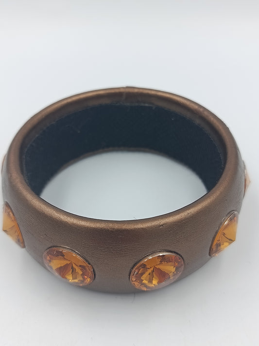 Vintage Armreif mit Strasssteinen – Bronzefarben, Statement Schmuck