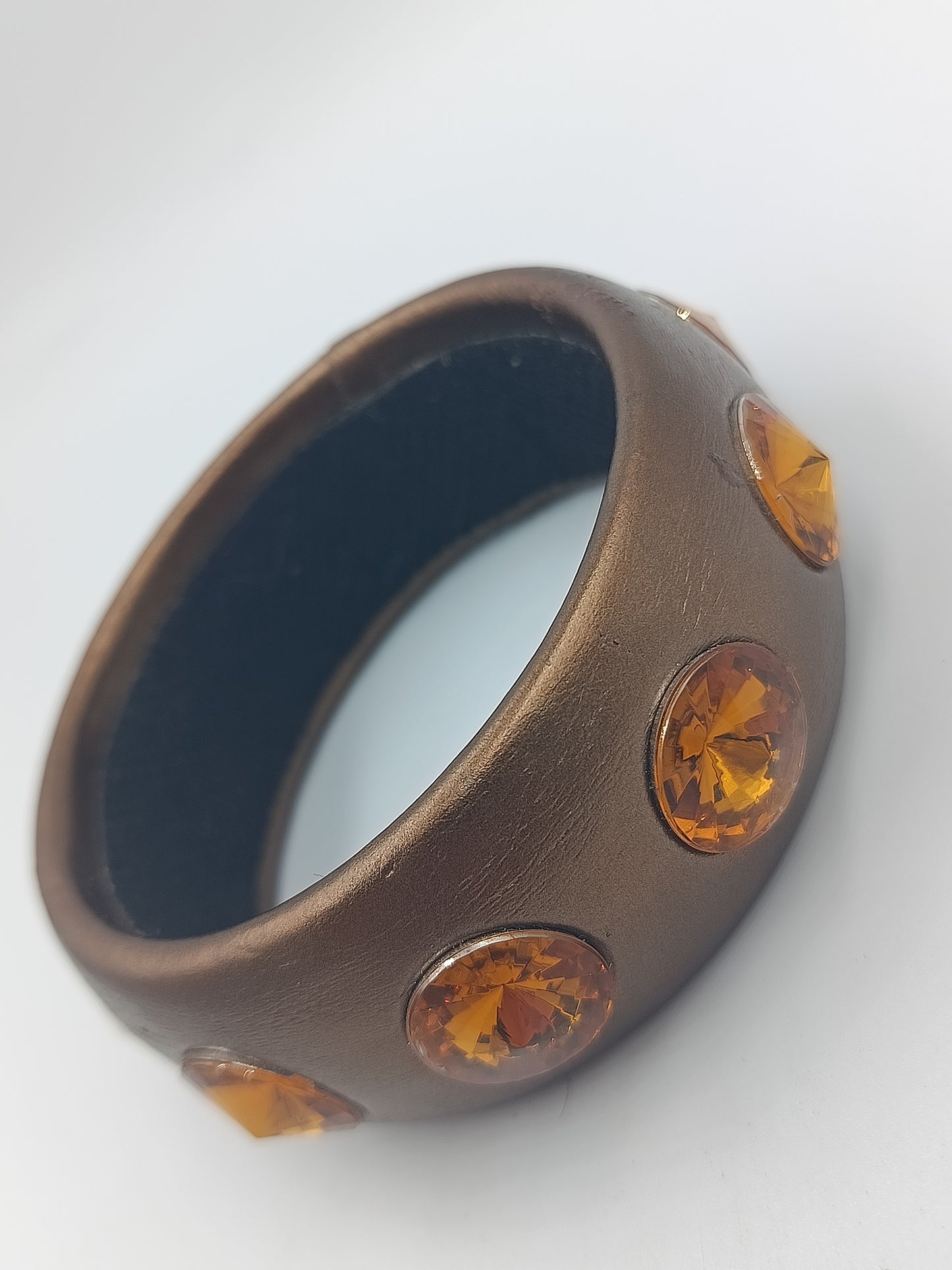 Vintage Armreif mit Strasssteinen – Bronzefarben, Statement Schmuck