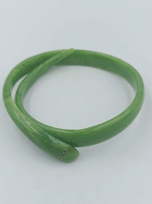 Vintage Armreif Schlange Grün Verstellbarer Bangle mit Strass