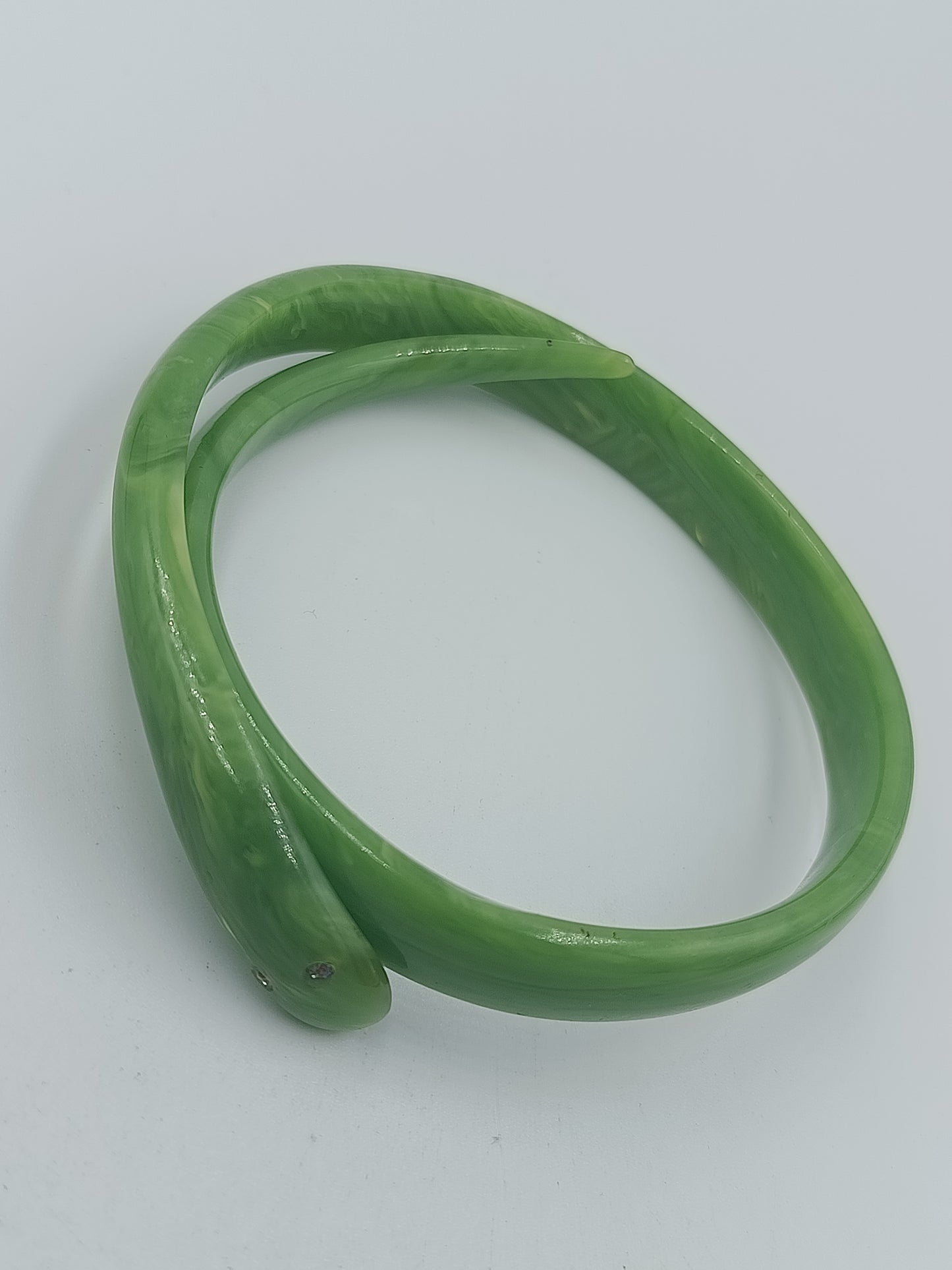 Vintage Armreif Schlange Grün Verstellbarer Bangle mit Strass