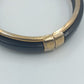 Schlichtes Vintage Armreif Schwarz Gold  Klappverschluss Bangle 7 cm