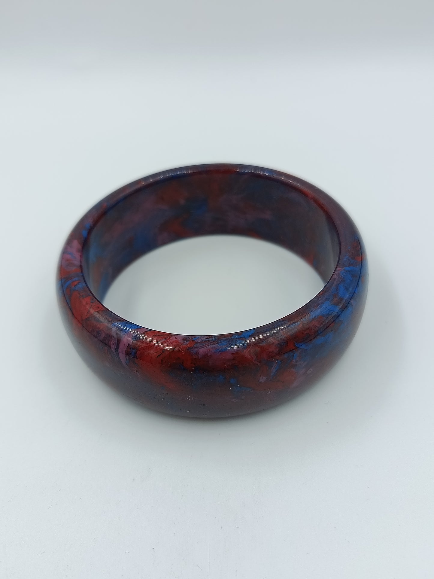 Vintage Armreif Marmoriert  Rot Blau Statement Bangle