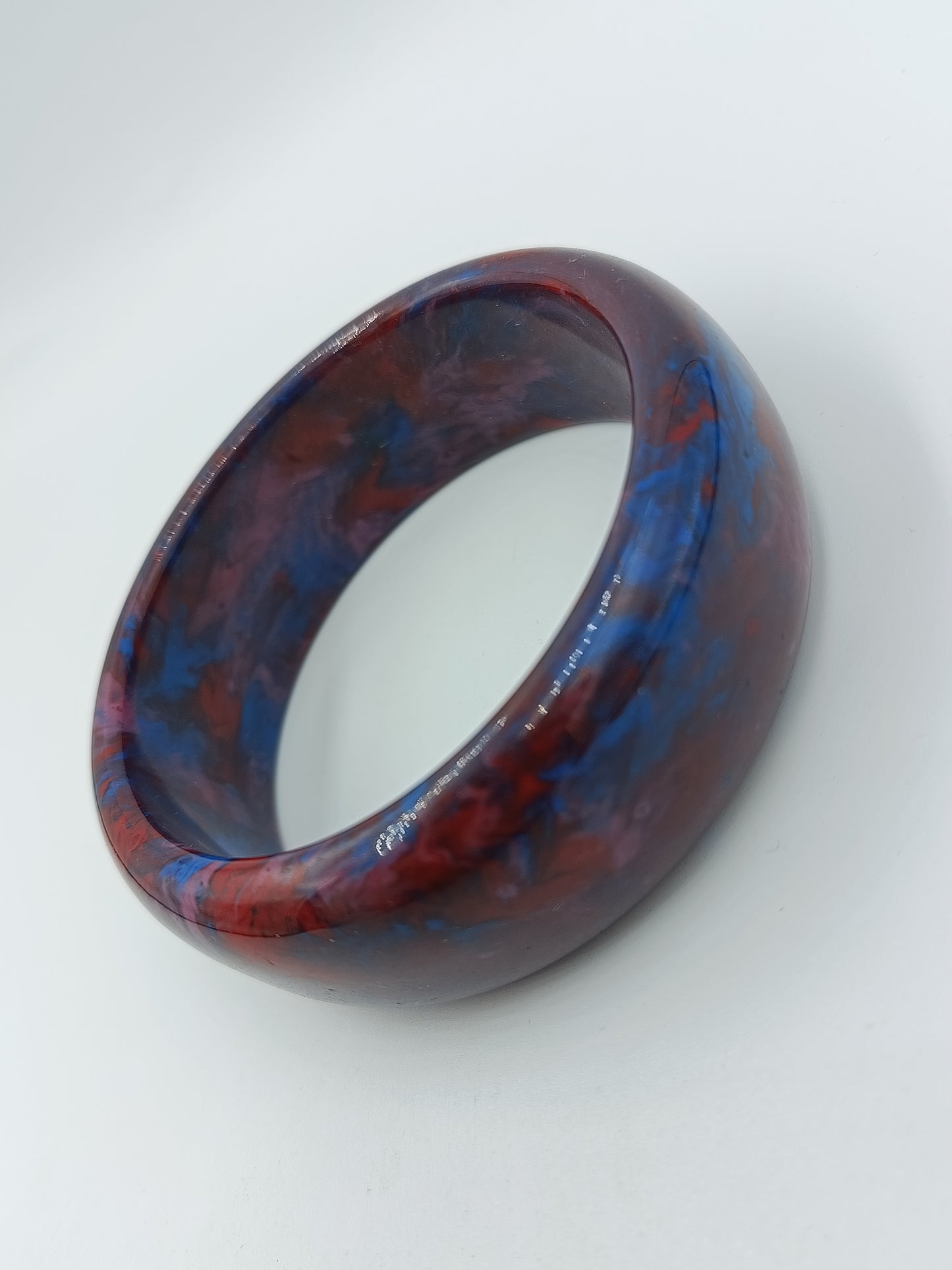 Vintage Armreif Marmoriert  Rot Blau Statement Bangle