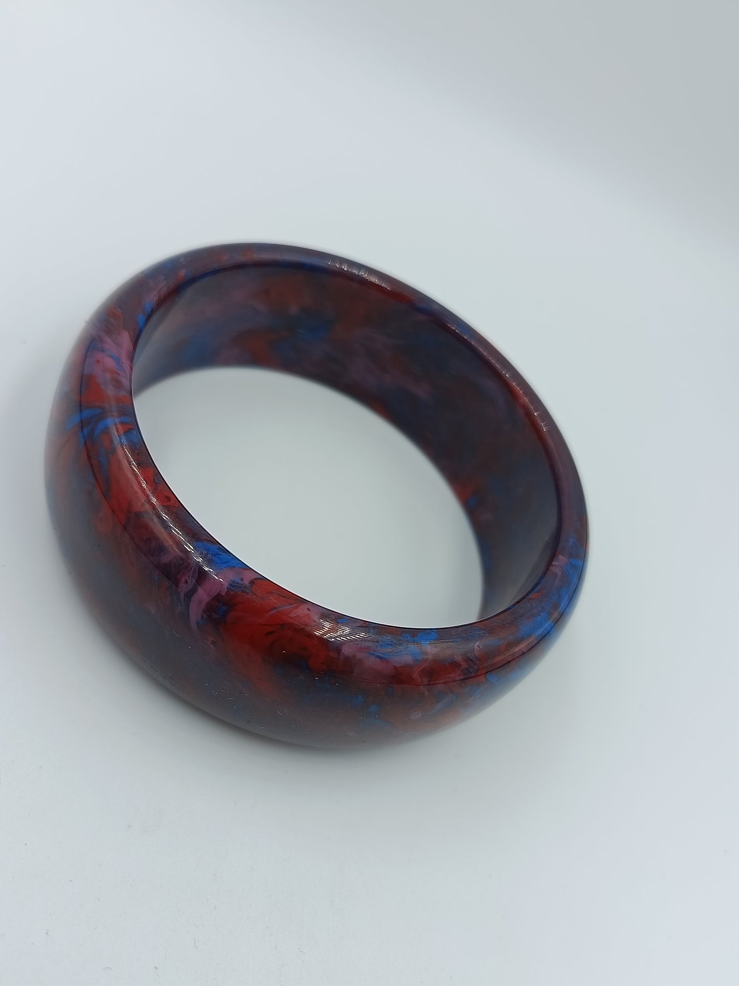Vintage Armreif Marmoriert  Rot Blau Statement Bangle