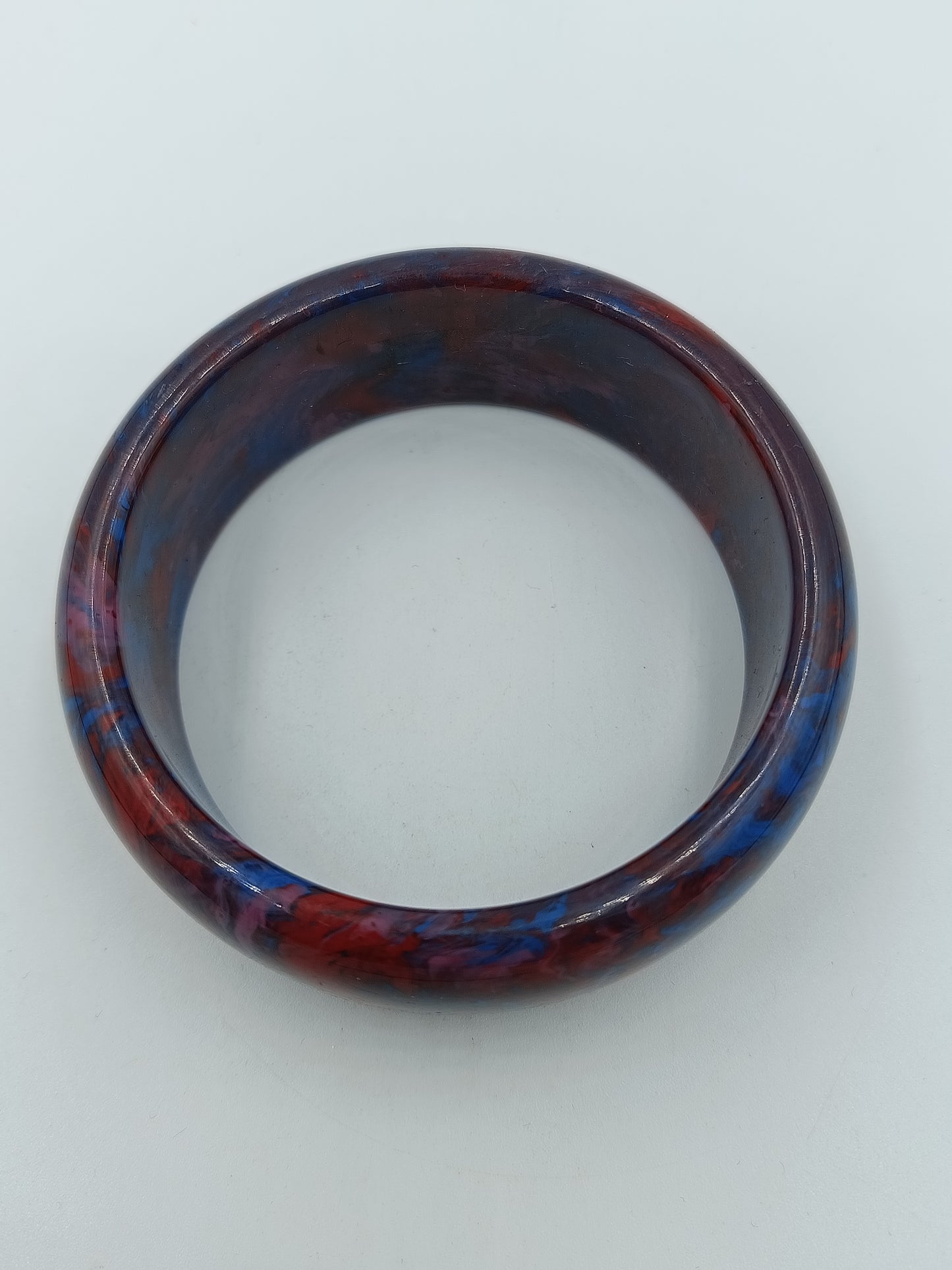 Vintage Armreif Marmoriert  Rot Blau Statement Bangle