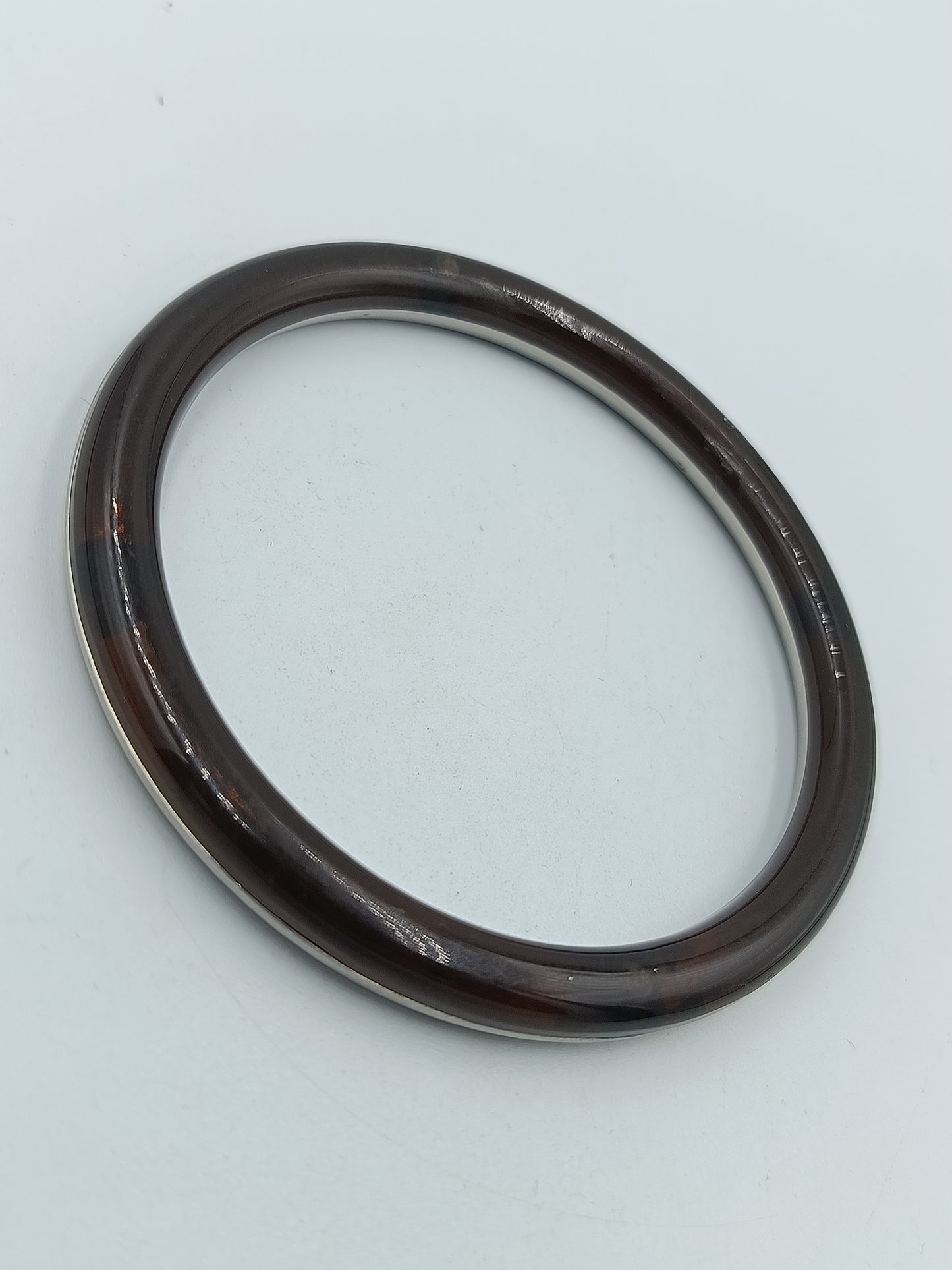 Vintage Armreif Braun marmoriert Kunststoff schlicht klassisch