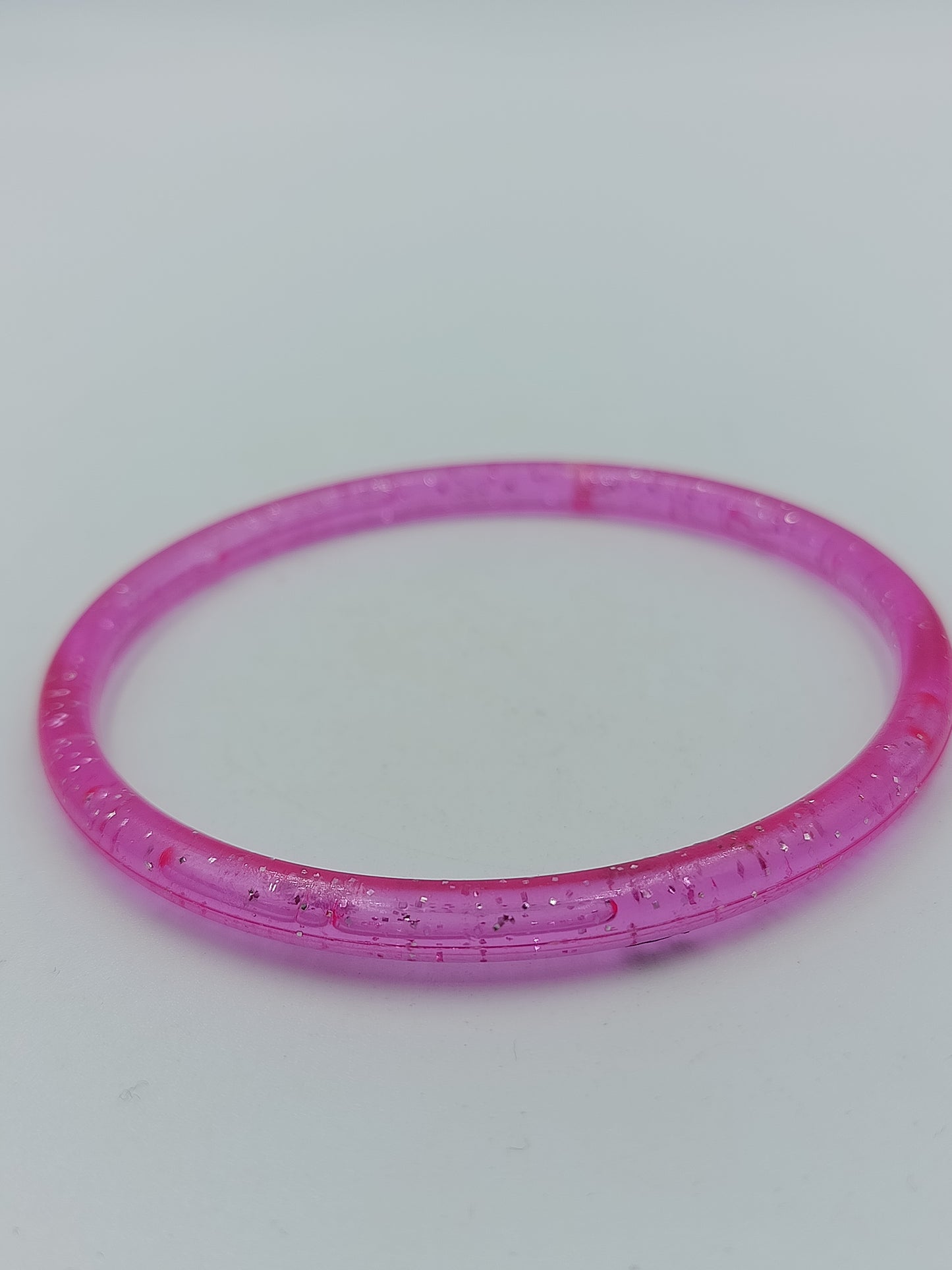 Vintage Armreif Pink transparent Glitzer Kunststoff verspielt
