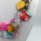 Vintage Statement Kette Bunt Perlmutt und Glas Unikat