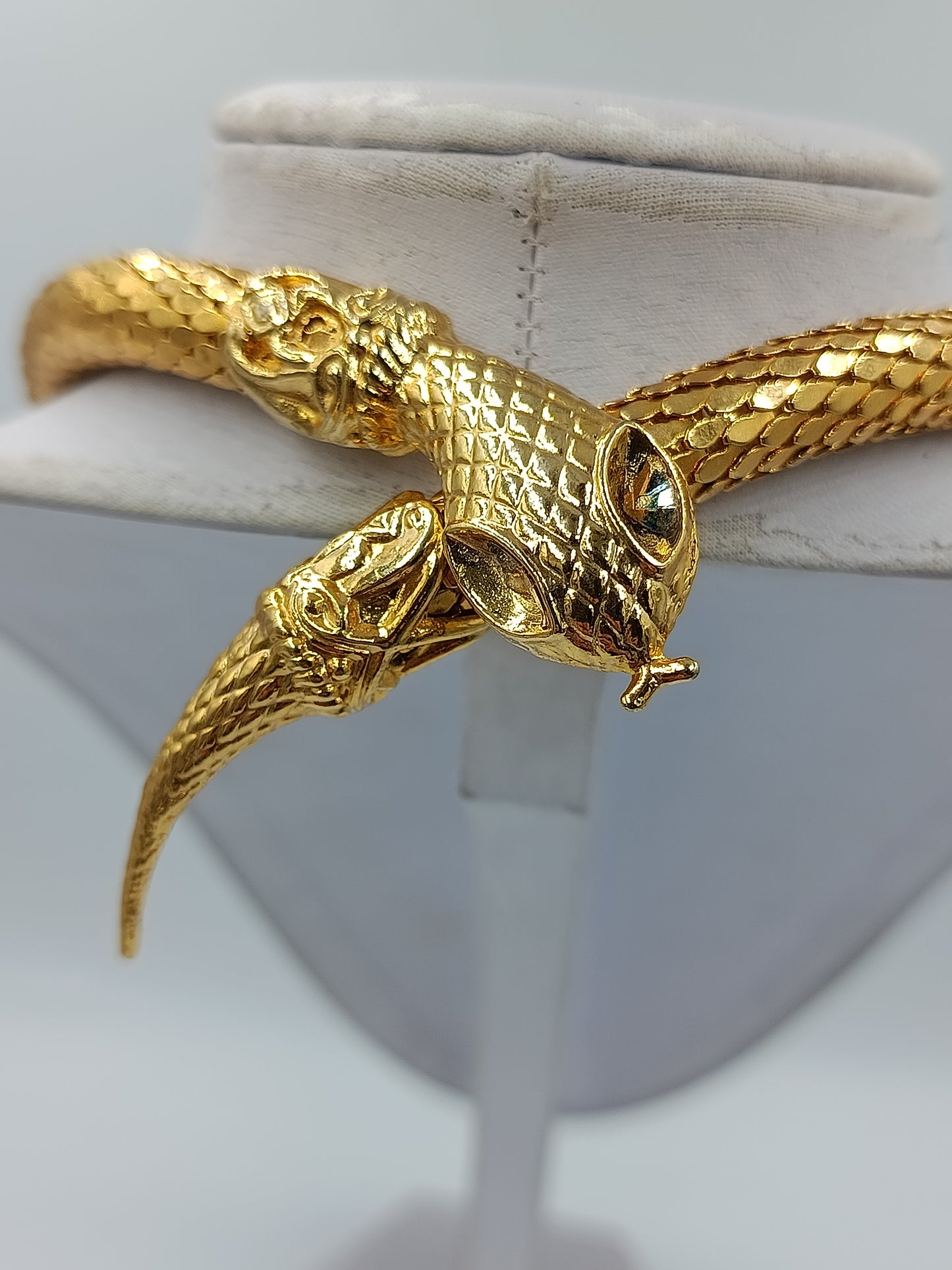 Vintage Statement Kette Gold Schlangen Design Skulptural