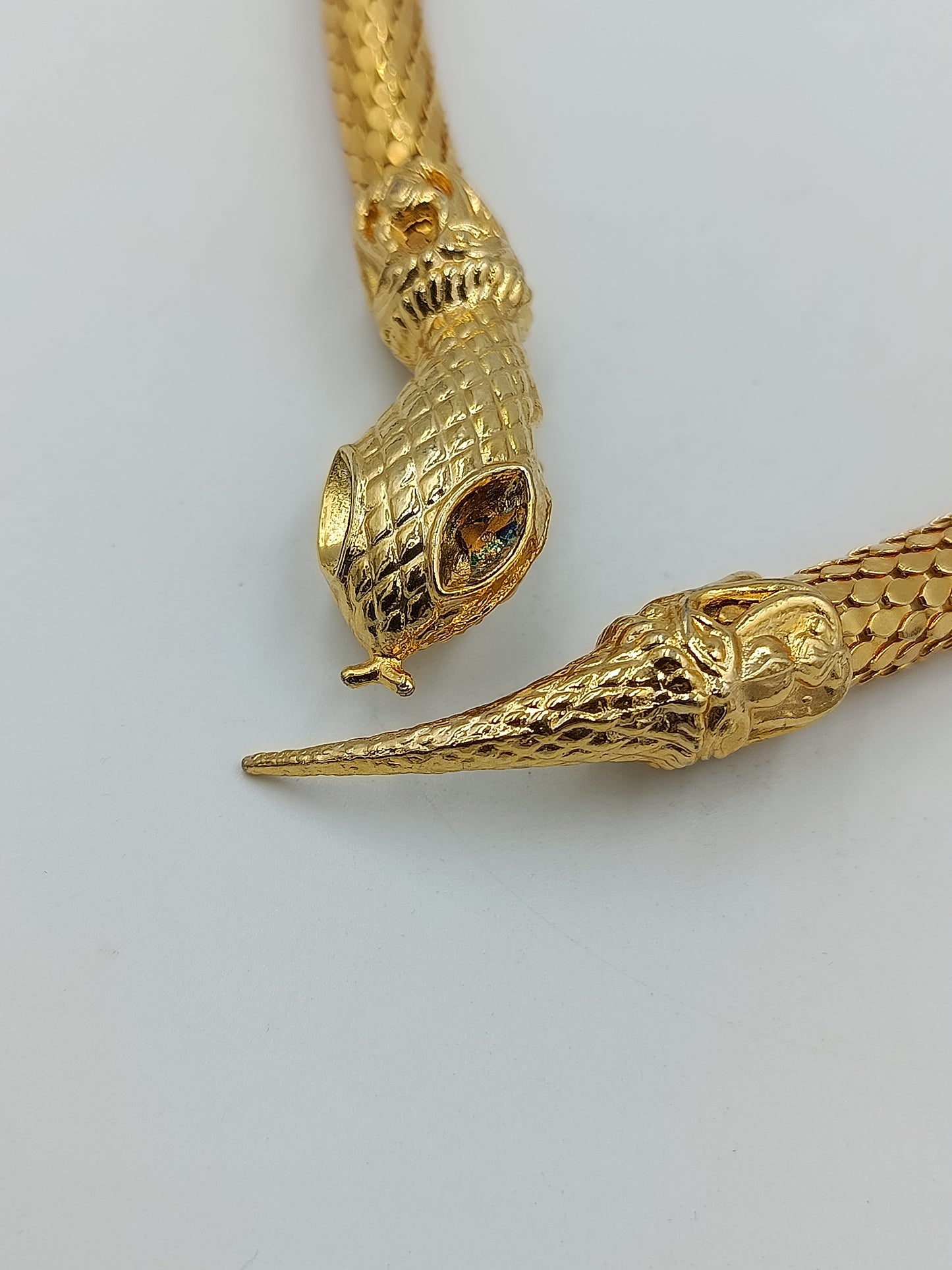 Vintage Statement Kette Gold Schlangen Design Skulptural