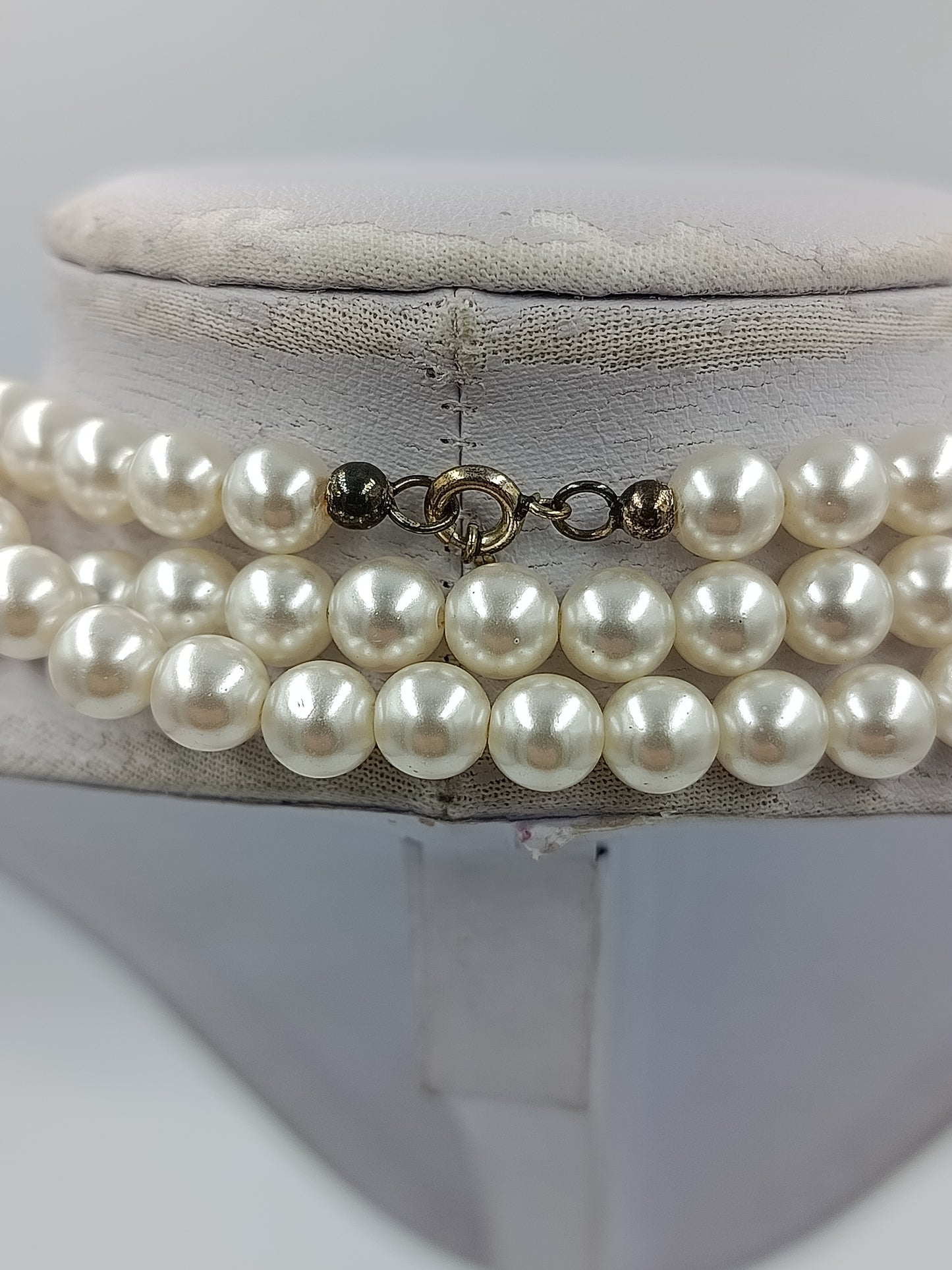 Vintage Perlenkette 3 reihig Klassisch Weiß Elegant