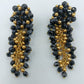 Vintage Statement Ohrclips Schwarz Gold – Facettierte Glasperlen