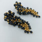 Vintage Statement Ohrclips Schwarz Gold – Facettierte Glasperlen