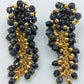Vintage Statement Ohrclips Schwarz Gold – Facettierte Glasperlen