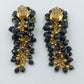 Vintage Statement Ohrclips Schwarz Gold – Facettierte Glasperlen