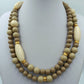 Vintage Doppelreihige Perlenkette Beige  Creme Statement Collier