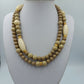 Vintage Doppelreihige Perlenkette Beige  Creme Statement Collier