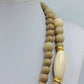 Vintage Doppelreihige Perlenkette Beige  Creme Statement Collier