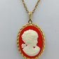 Vintage Cameo Kette Rot  Gold  Klassischer Damenanhänger im Antikstil