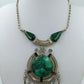 Vintage Statement Kette mit großem grünen Stein  Ethno Anhänger