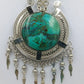 Vintage Statement Kette mit großem grünen Stein  Ethno Anhänger